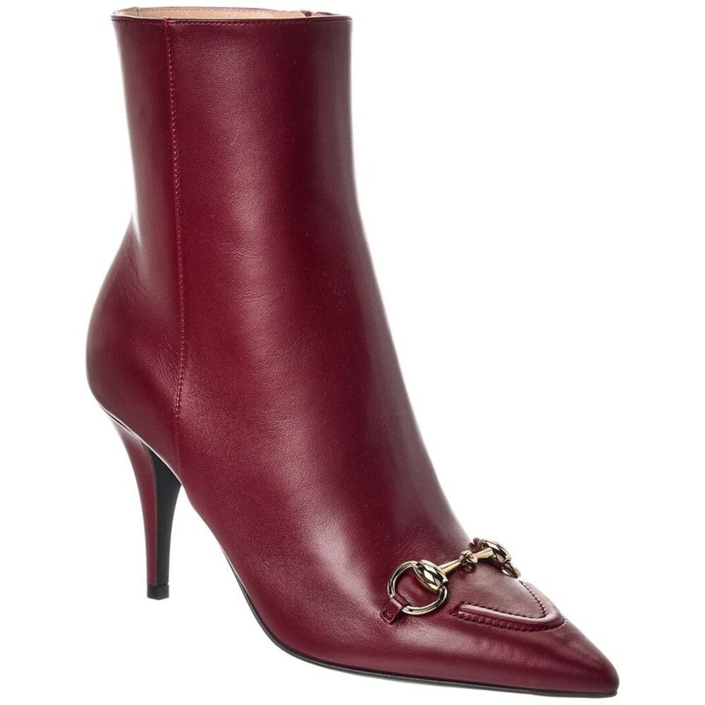 Gucci Horsebit Leather Bootie, Red